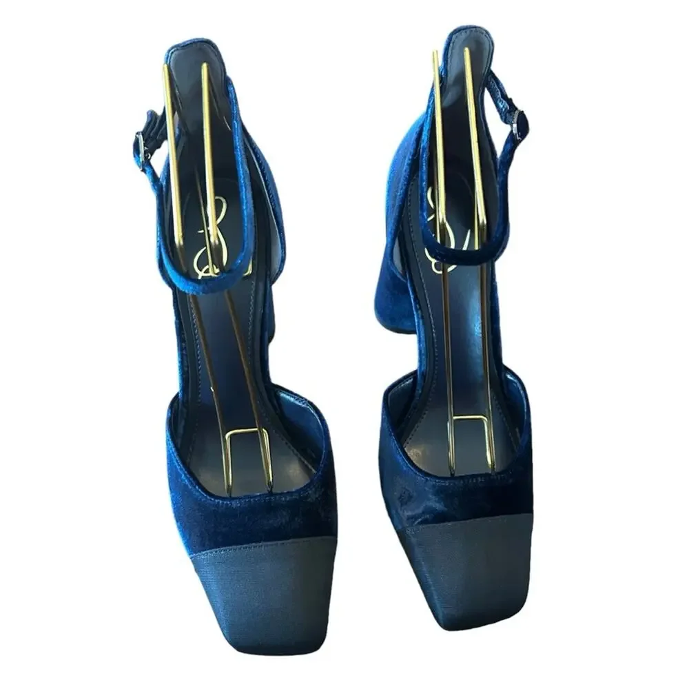 Sam Edelman Christine Two Tone Ankle Strap Block Heels Classic Modern NEW 9